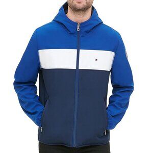 NWT Tommy Hilfiger Hooded Softshell Jacket Blue/White XXL
